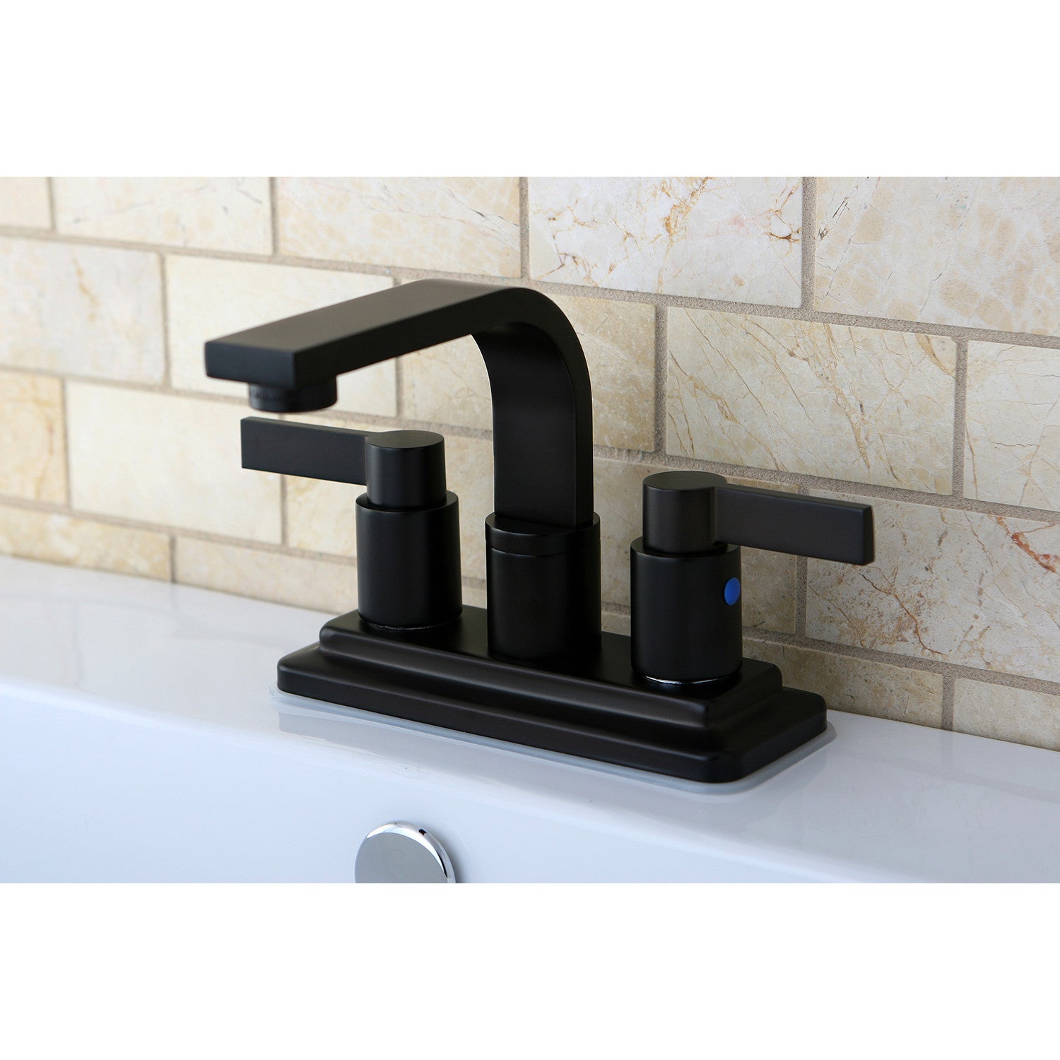 Kingston Sona KB8465NDL - NuvoFusion Double-Handle 3-Hole Deck Mount 4-Inch Centerset Bathroom Faucet with Push-Up Pop-Up, Oil Rubbed Bronze — thumbnail 2